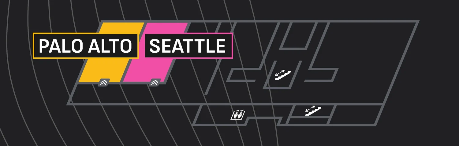Level 1 plan with the Palo Alto and Seattle stages
